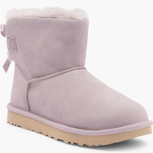 UGG Mini Bailey Bow Purple Metal UGG Logo Winter Boots Modern Casual Brand New